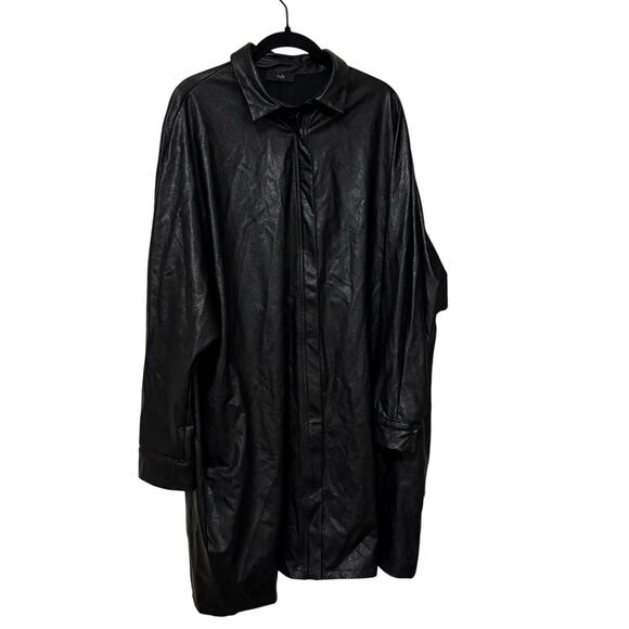 Ruti Black Faux Leather Zip Up Trench Coat Size Small Medium - Picture 1 of 5